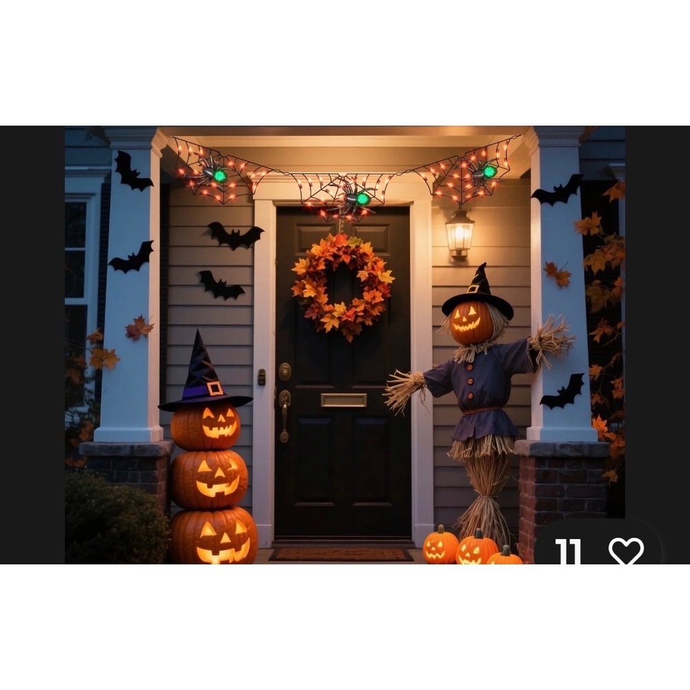 Halloween Spider Web String Lights Hyde & Eek Orange Black Decor Party - Picture 2 of 6